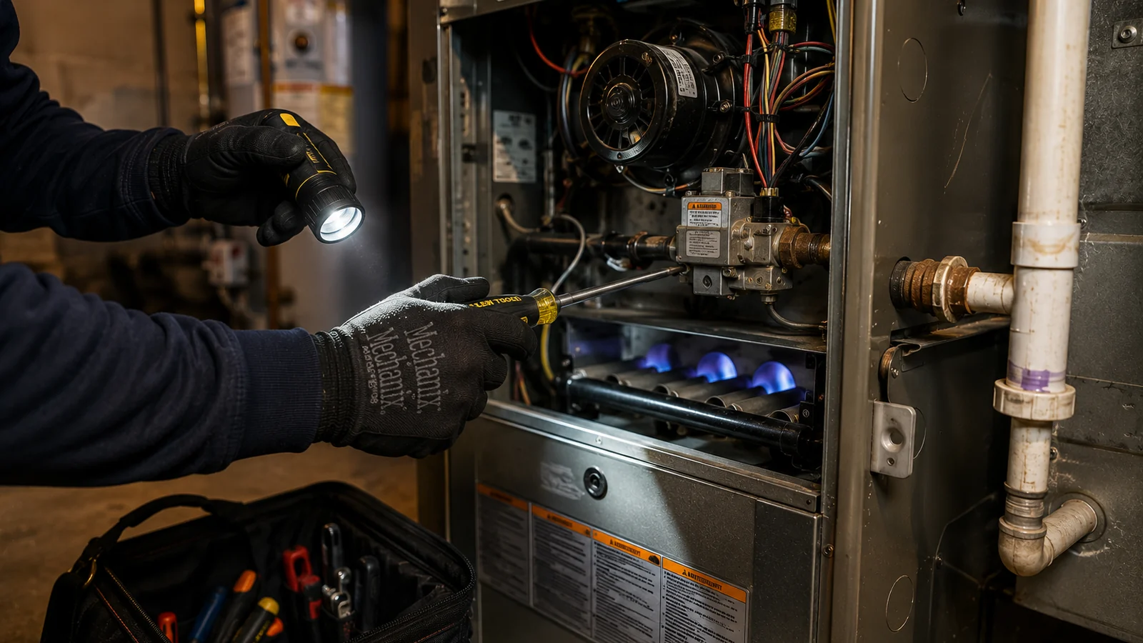 A technician working on HVAC equipment featured in a homeowner video guide
